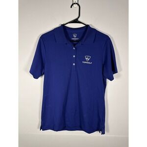 Topgolf Polo Shirt Mens M Royal Blue Golf Logo Short Sleeve Polyester Athletic